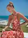 Vestido Largo De Verano Casual De Vacaciones Con Cuello En V Profundo, Estampado De Hojas Divididas, Vestido Halter De Vacaciones En La Playa Para Mujeres