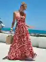 Vestido Largo De Verano Casual De Vacaciones Con Cuello En V Profundo, Estampado De Hojas Divididas, Vestido Halter De Vacaciones En La Playa Para Mujeres