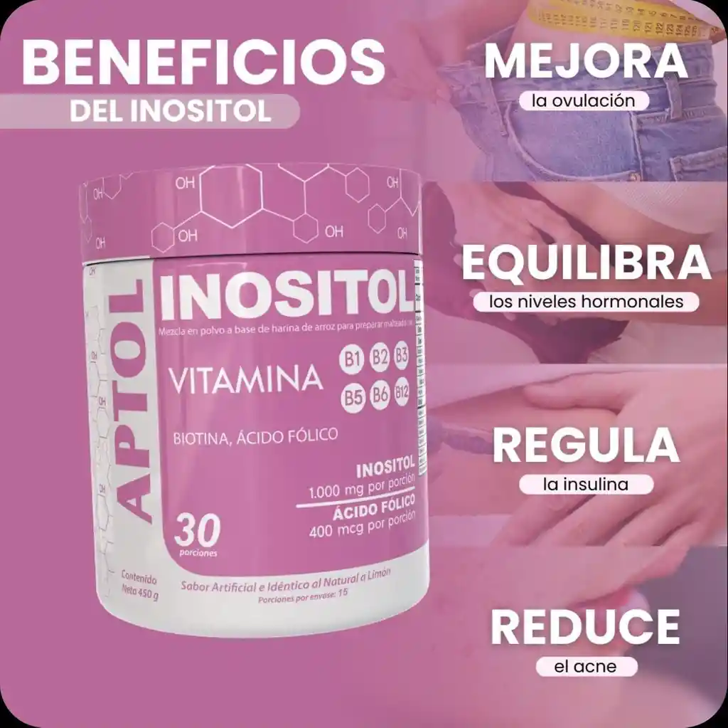 Inositol En Polvo 450g, Sabor A Limon