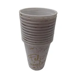 Vaso Tematica F.cumple Dorado X12und
