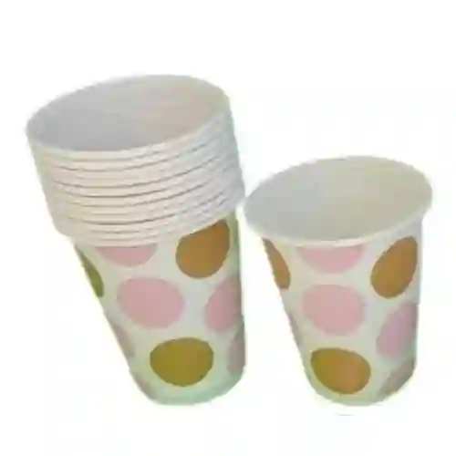 Vaso Tematica Con Bolas Rosadas Y Doradas X12und