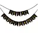 Festón Banderín "feliz Cumpleaños" Negro Con Letras Doradas – Decoración De Fiesta