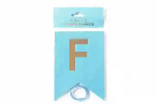 Feston Banderín "feliz Cumpleaños" Azul Con Letras Doradas – Decoración De Fiesta