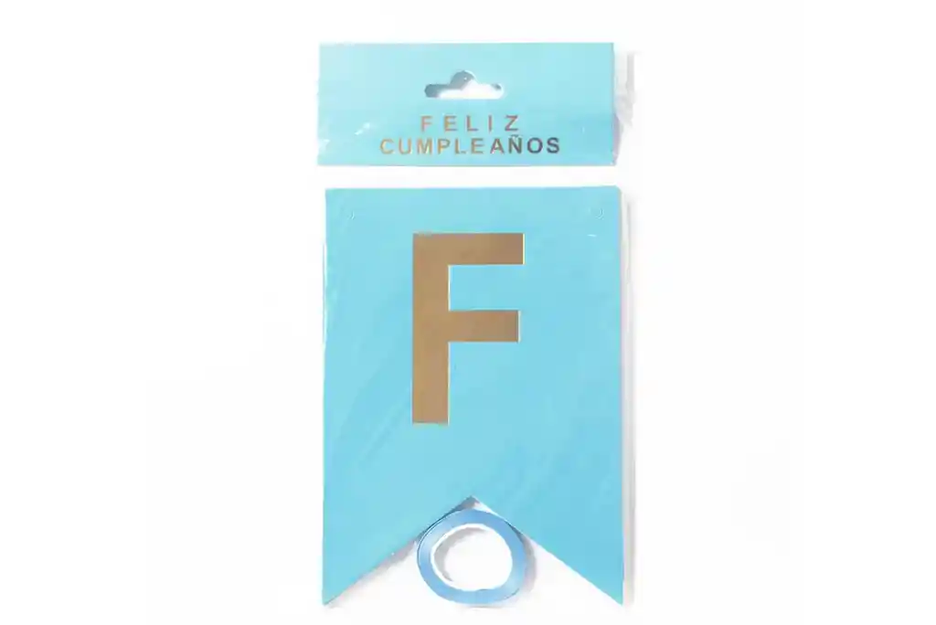 Feston Banderín "feliz Cumpleaños" Azul Con Letras Doradas – Decoración De Fiesta
