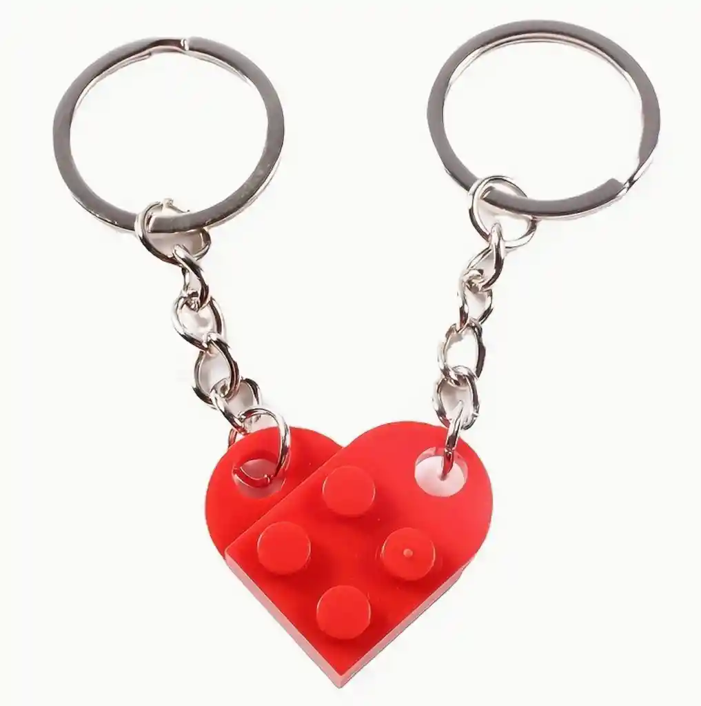 Llavero De Pareja En Forma De Corazón Rojo