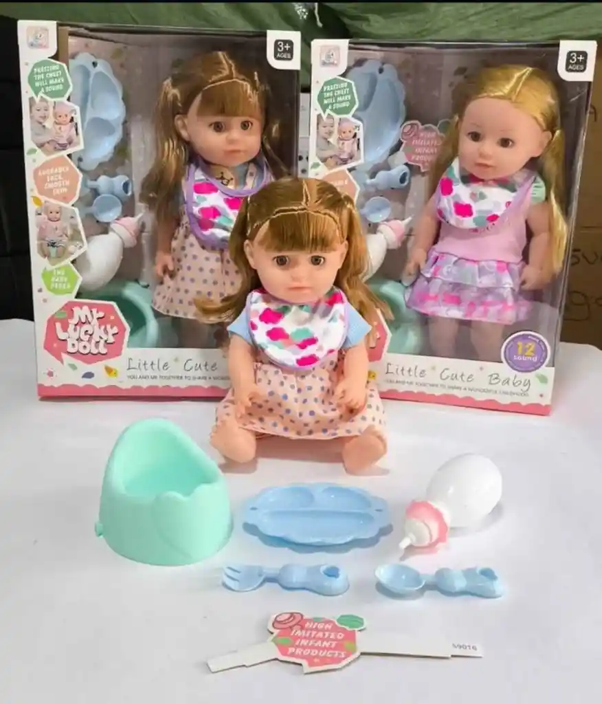 Muñeca Con Sonidos Toma Tetero Hace Pipi Juguete
