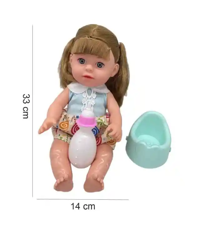Muñeca Con Sonidos Toma Tetero Hace Pipi Juguete