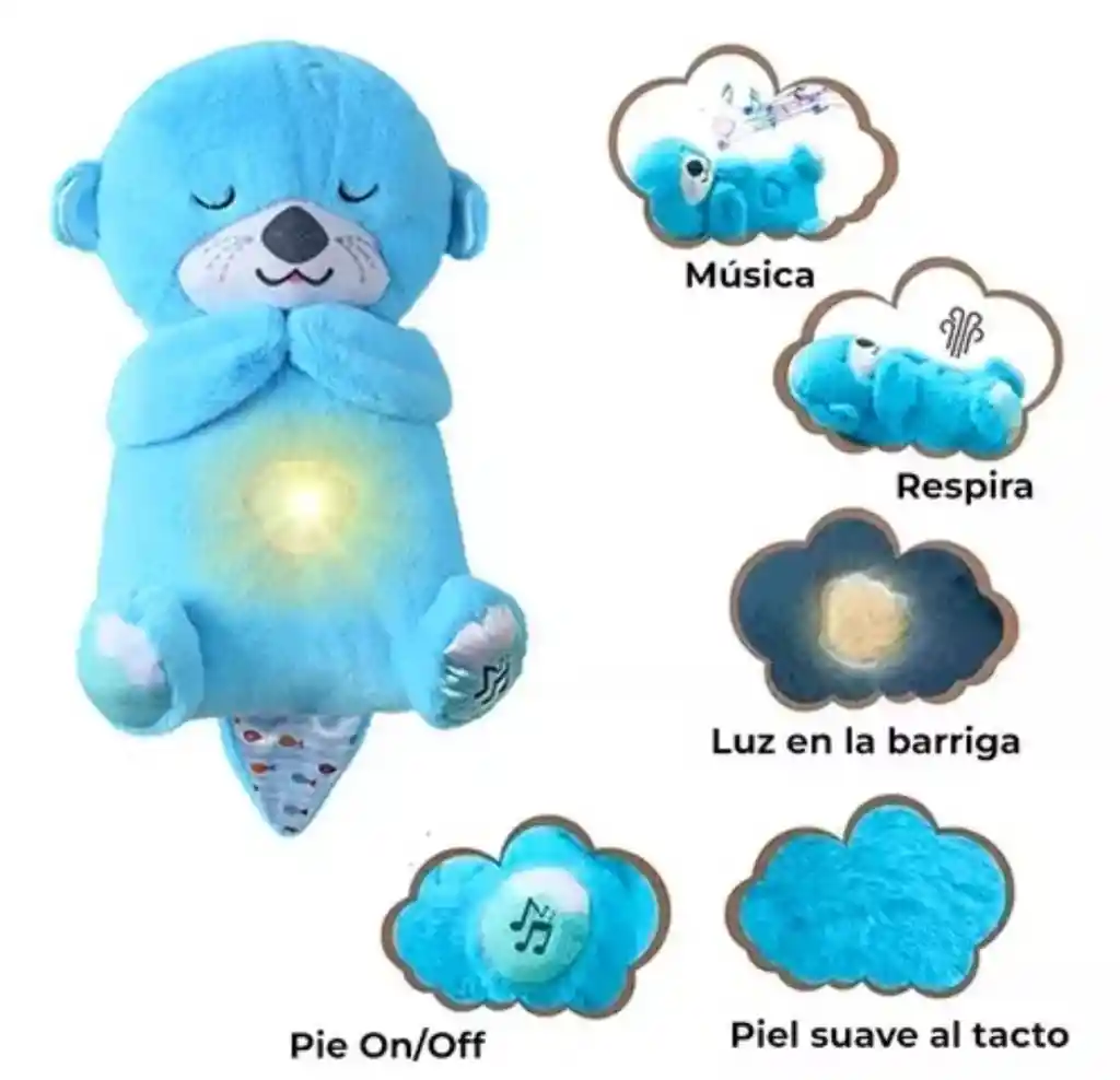 Peluche Que Respira Nutria Con Sonido Y Movimiento Azul