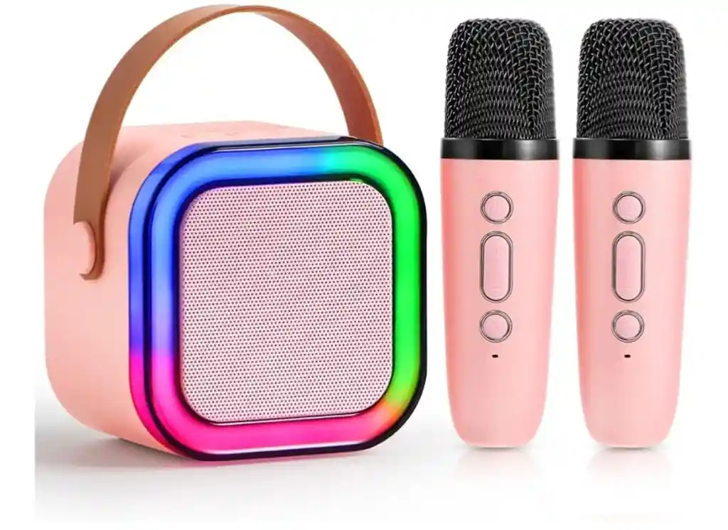 Parlante Bluetooth Con 2 Micrófonos Bafle Karaoke Altavoz