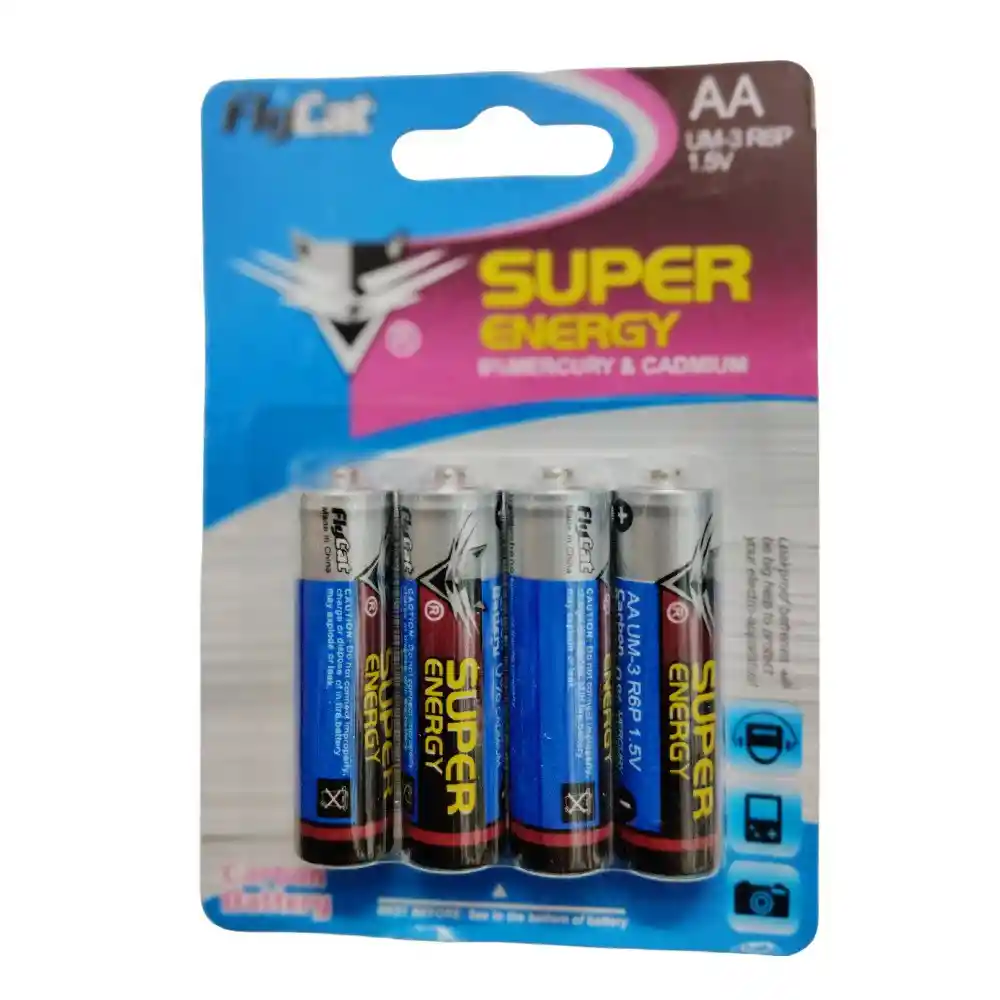 Pila Bateria Flycat De Carbono Aa X4 Unidades 1.5v