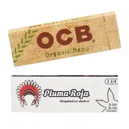 Cueros/ Papel Ocb Orgánico 70mm + Cuero/papel Pluma Roja Orgánico Dulce