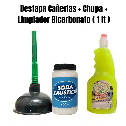 ¡ Combo ! Destapa Cañerias + Chupa + Limpiador Bicarbonato (1 Lt)