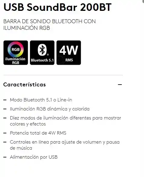 Barra De Sonido Bluetooth Con 10 Modos Rgb, Entrada 3.5 Mm, Usb, Compatible Con Pc, Notebook, Tv Y Celular | Potencia 4w Rms
