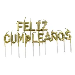 Vela Feliz Cumpleaños Fina Dorada