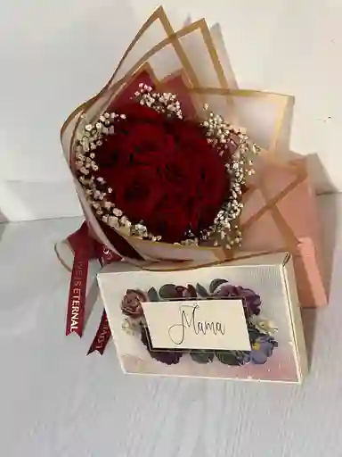 Bouquet De Rosas + Merienda Para Mamá