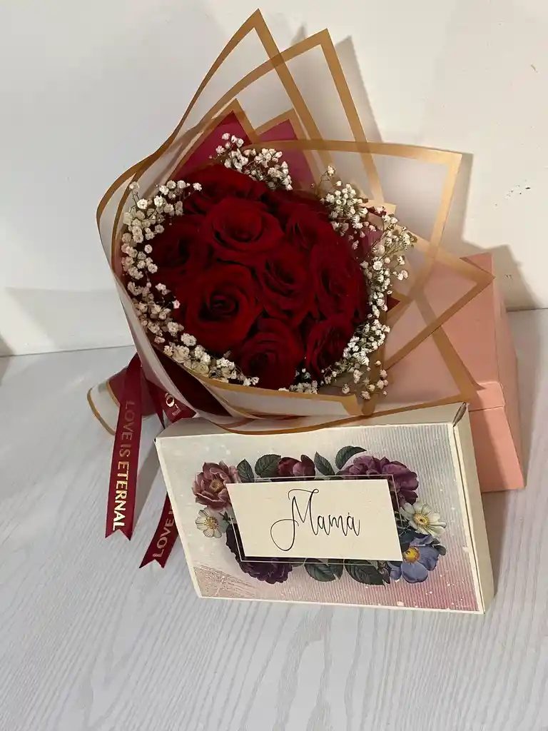 Bouquet De Rosas + Merienda Para Mamá