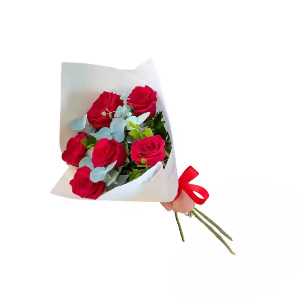 Rosas Rojas Con Eucalipto Detalle Del Dia