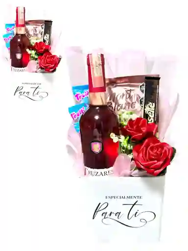 Regalo Especial Mi Querida Madre Con Vino Y Flores - Feliz Cumpleaños - Feliz Dia De La Madre