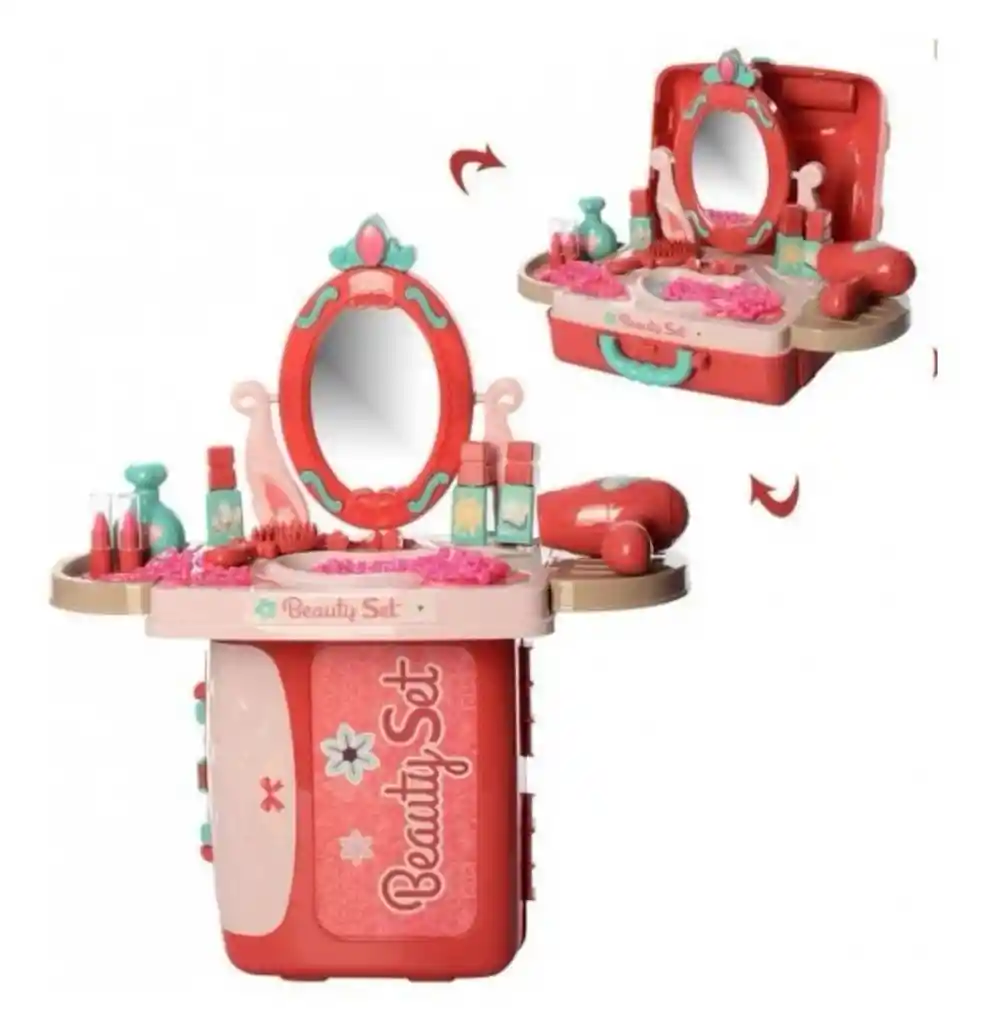 Maleta Juego Maquillaje Niñas, Espejo Accesorios Tocador Juguete