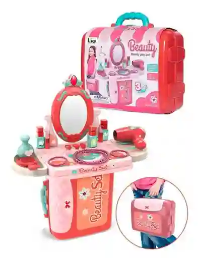Maleta Juego Maquillaje Niñas, Espejo Accesorios Tocador Juguete