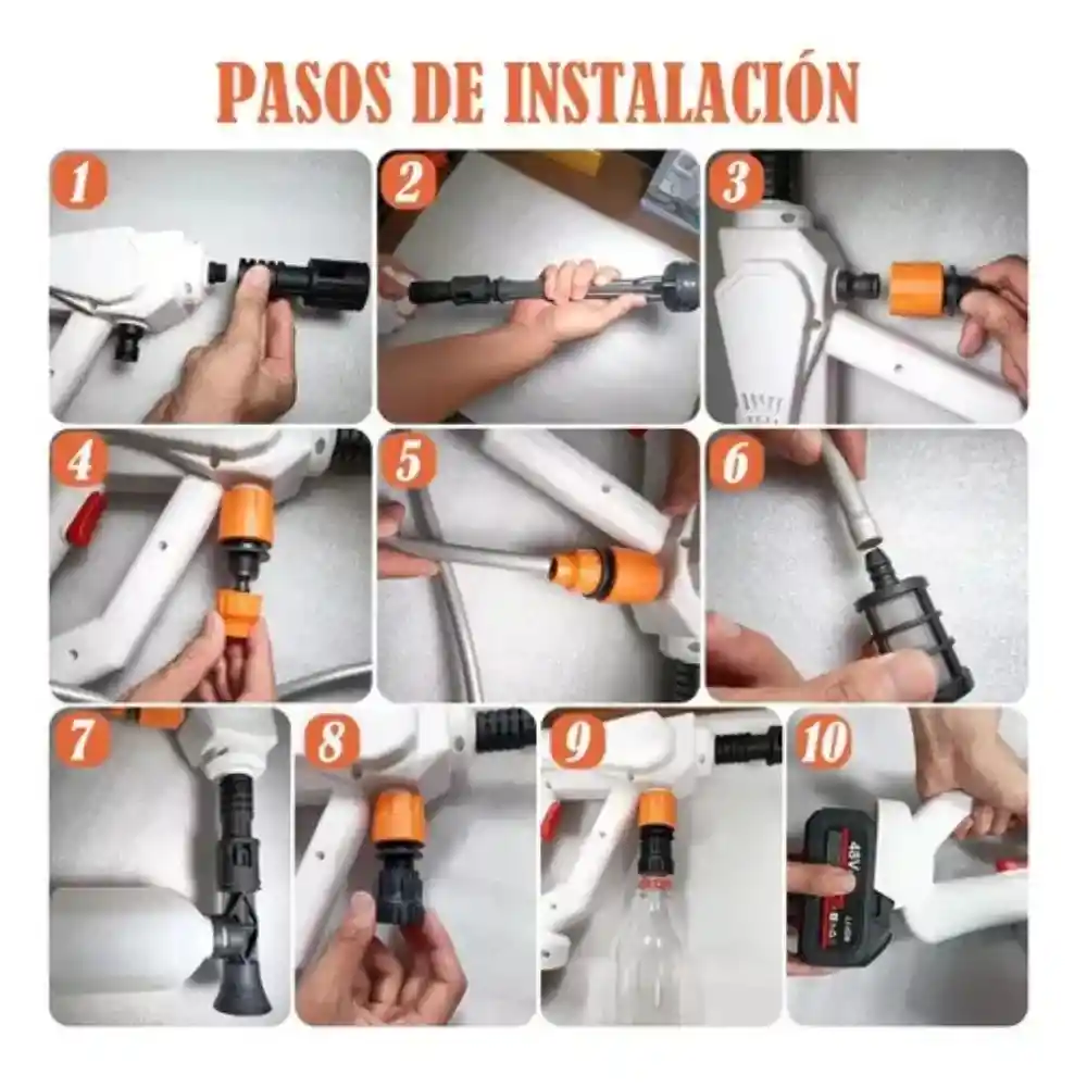 Hidrolavadora Pistola Lavado Coche Moto Inalambrico Alta Presión Boquilla 6 Modos De Apersión