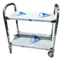Carro Estante Organizador De Servicio 2 Niveles Acero Inoxidable Con Rodachines