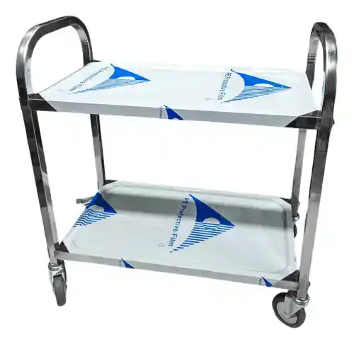 Carro Estante Organizador De Servicio 2 Niveles Acero Inoxidable Con Rodachines