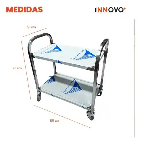 Carro Estante Organizador De Servicio 2 Niveles Acero Inoxidable Con Rodachines