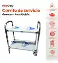 Carro Estante Organizador De Servicio 2 Niveles Acero Inoxidable Con Rodachines