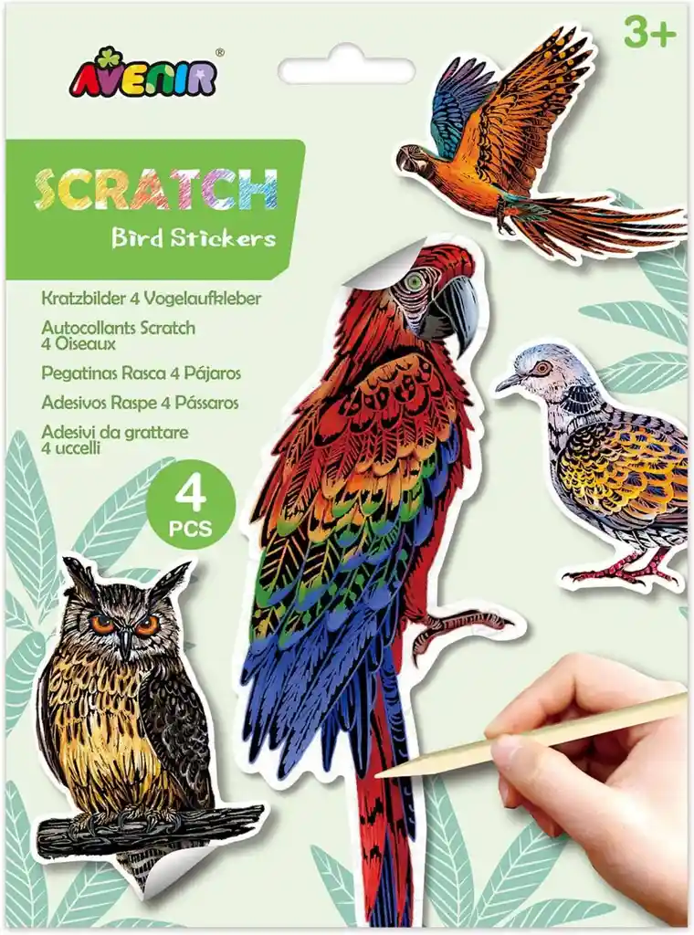 Juego Didáctico Stickers Aves Rascar Divertidos Para Niños
