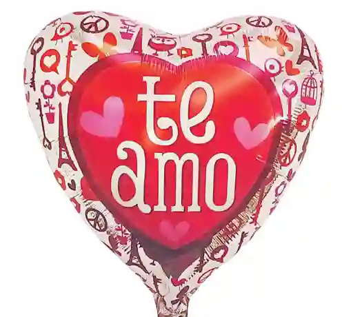 Amor Corazon Metalizado De 46 Cm Rojo Blanco