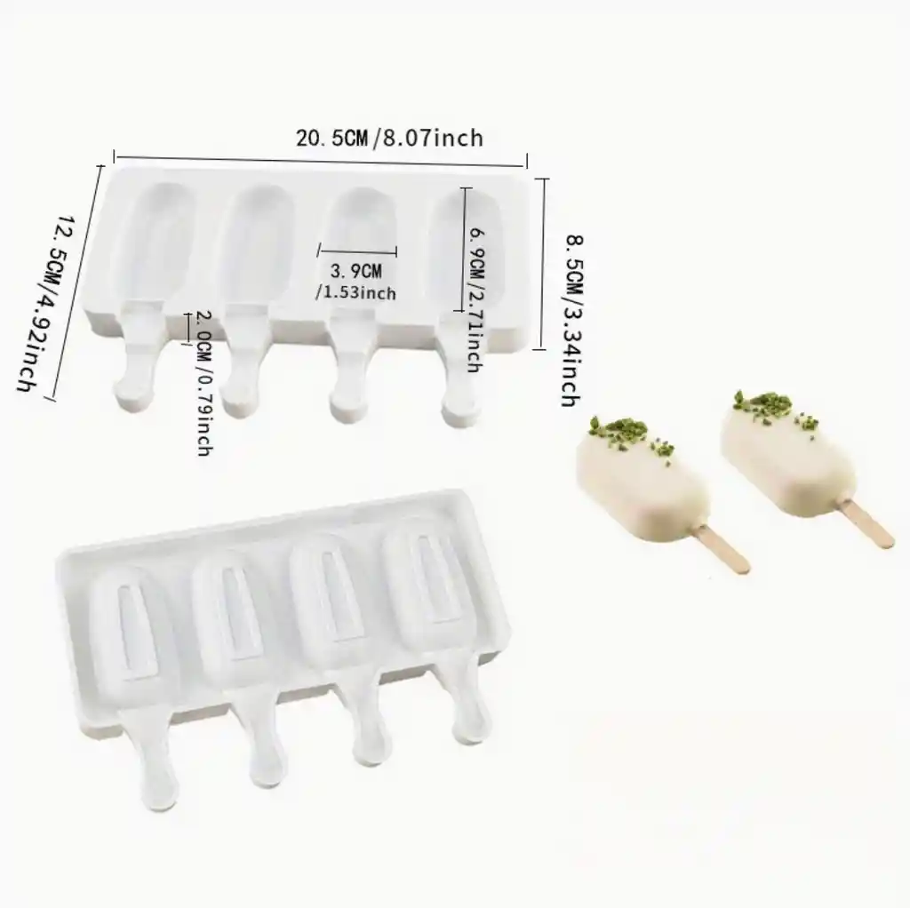 Molde De Silicona Para 4 Helados