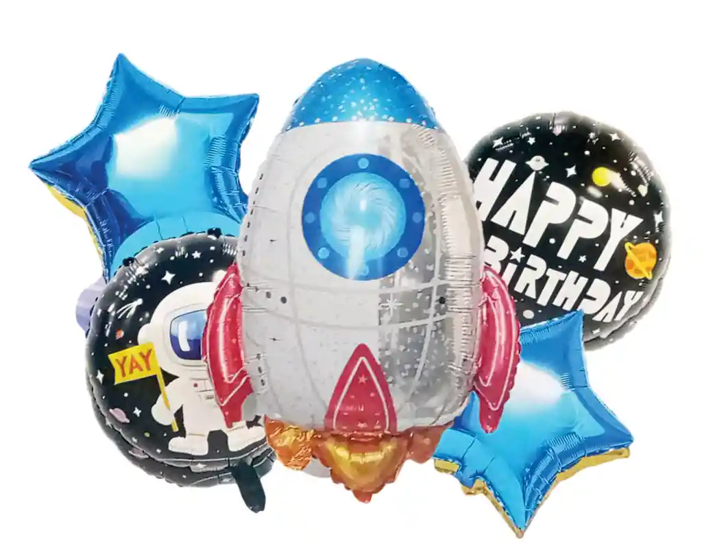 Bouquet De Globos Decorativo Cohete X5