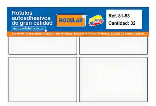 Rótulo Adhesivo Blanco Mate Rotular 81 Mm De Ancho - 53 Mm De Alto Cantidad: 32