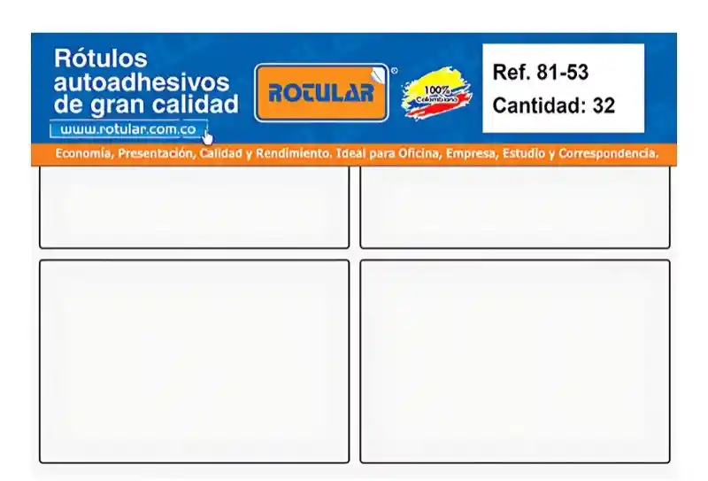 Rótulo Adhesivo Blanco Mate Rotular 81 Mm De Ancho - 53 Mm De Alto Cantidad: 32
