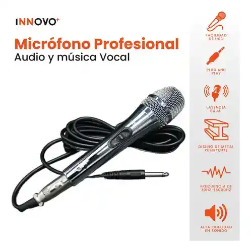 Micrófono Karaoke Profesional Metálico De Cable