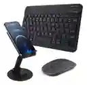 Set 3 En 1 Teclado Bluetooth Compacto Con Mouse + Base Celular