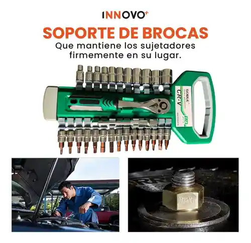 Juego De Rachet 28 Pz Herramienta Basics Práctico Multifuncional Crome Vanadium