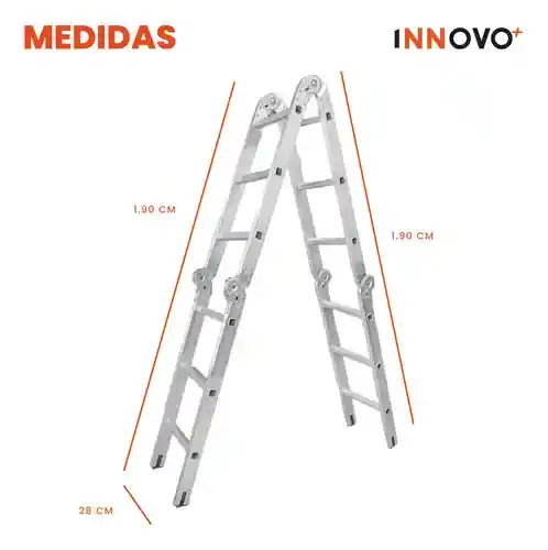 Escalera Todo En 1 Multifunción 12 Pasos Ajustable Innovo Resiste 150 Kilos Multifuncional