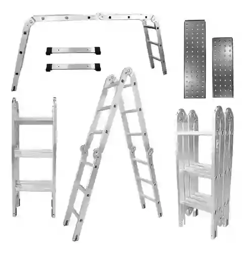Escalera Todo En 1 Multifunción 12 Pasos Ajustable Innovo Resiste 150 Kilos Multifuncional