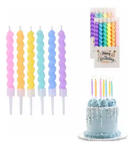 Set Vela Espiral Tonos Pastel X 6 Uds