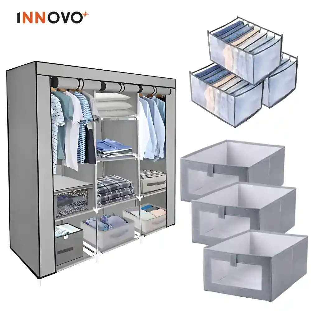Combo Closet Armable + 3 Cajas Almacenadoras Jeans + 3 Organizadores Ropa Interior