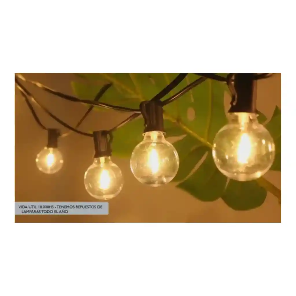 Guirnalda De Luces Led Exterior + Panel Solar
