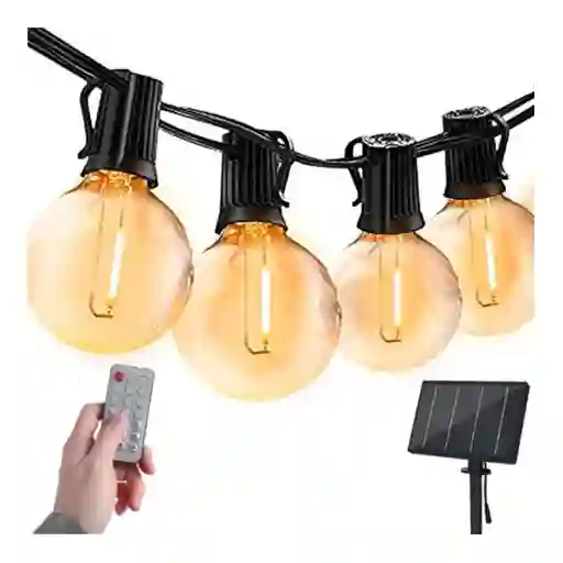 Guirnalda De Luces Led Exterior + Panel Solar