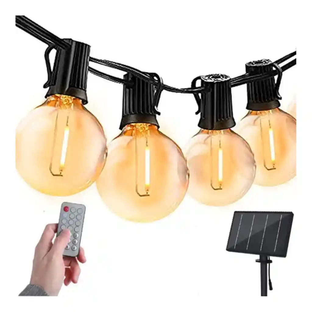Guirnalda De Luces Led Exterior + Panel Solar