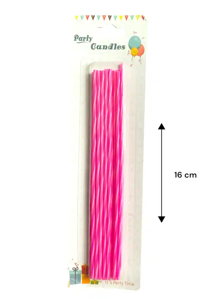Set Vela Larga Espiral Fuscia X 16 Uds