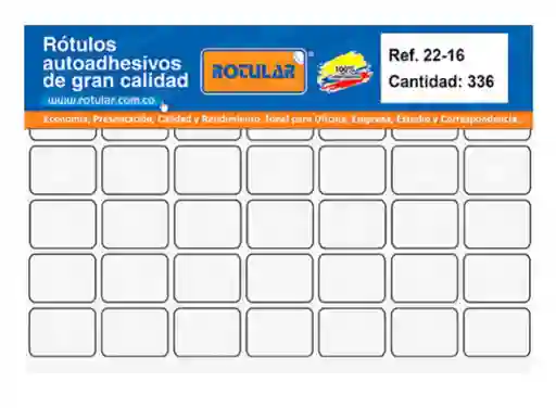 Rótulo Adhesivo Blanco Mate Rotular 22 Mm De Ancho - 16 Mm De Alto Cantidad: 336