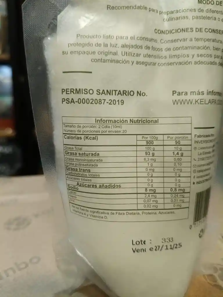 Aceite De Coco Kelapa X 200 Gr