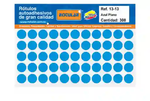 Rótulo Adhesivo Azul Plano Mate Redondo Rotular 13 Mm De Ancho - 13 Mm De Alto Cantidad: 308