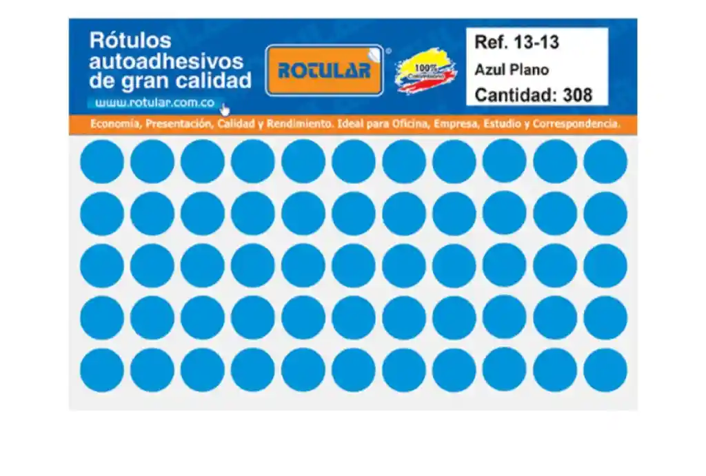 Rótulo Adhesivo Azul Plano Mate Redondo Rotular 13 Mm De Ancho - 13 Mm De Alto Cantidad: 308